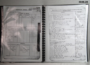 Folder with records of a decorated soldier.