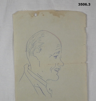 Side view sketch of a soldiers head.