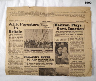 Page from the Daily news 1940.
