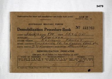 Demobilization Procedure book WW2.
