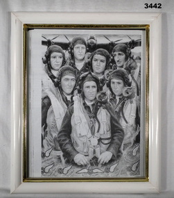 Drawing framed of a Lancaster crew WW2.