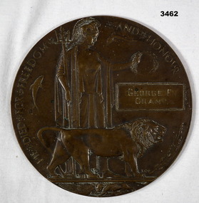 Bronze memorial plaque issued to families.