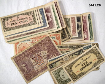 Currency from Malaya, Netherlands & Japanese.