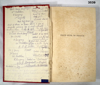 Book titled Field Guns in France.