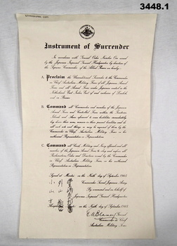 One of the Japanese instruments of surrender.