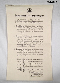 One of the Japanese instruments of surrender.