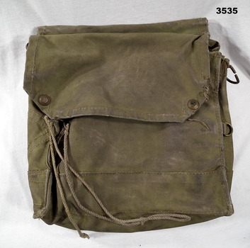 Khaki canvas haversack with strap WW2