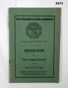 Initiation book for entry into a Lodge.