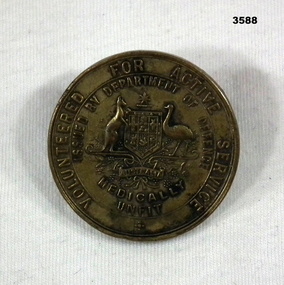 Badge, Volunteered for Active Service, medically unfit.