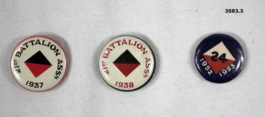 Three badges relating to Unit Association.