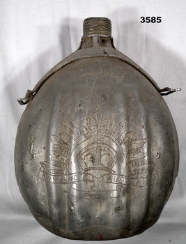 Water bottle with engraving around.