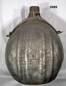Water bottle with engraving around.