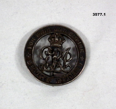 Badge for services rendered in WW1.