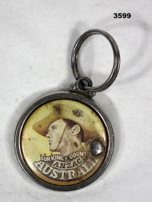 Key ring with figure of a soldier in slouch hat.