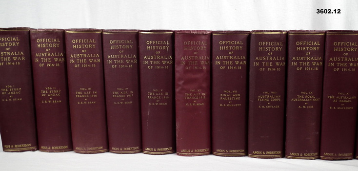Set of 12 books being Beans history WW1
