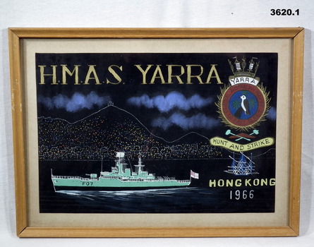 Sketch painting re HMAS Yarra visit to Hong Kong.