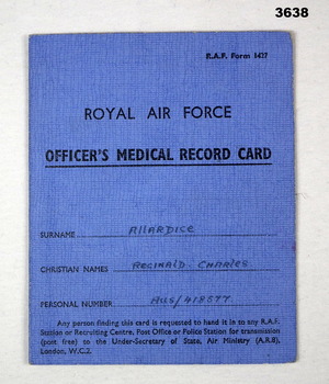 Officers vaccination records during service RAF