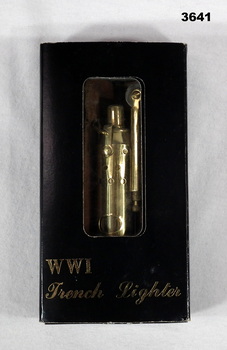 WW1 cigarette lighter in presentation case.