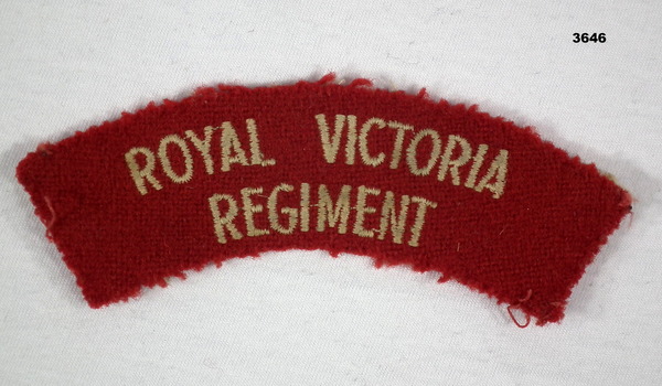 Shoulder flash Royal Victoria regiment.