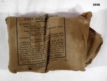 Khaki cloth covered Field Dressings WW2