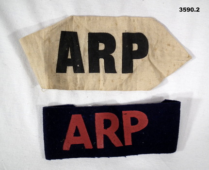 Air raid Precaution arm bands WW2