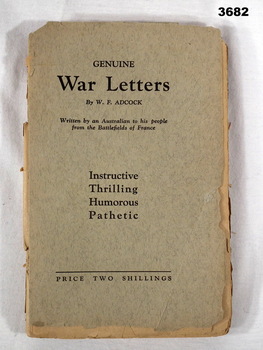 Book re War letters written to home WW1.