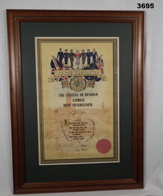 Bendigo Shire certificate issued WW2