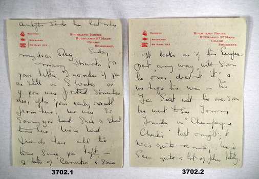 Personal letter to Reg Allardice and envelope