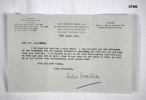 Hostess letter of introduction on leave