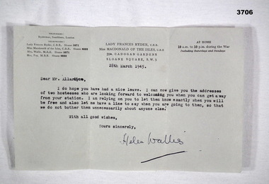 Hostess letter of introduction on leave