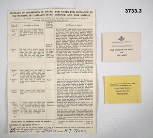 Printed form of instructions and two business cards.