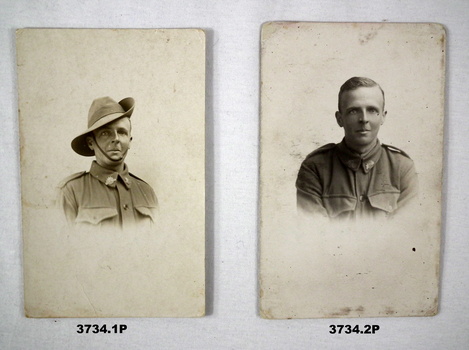 Postcard portraits x two of a soldier.