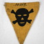 Triangular shaped badge of yellow cloth.