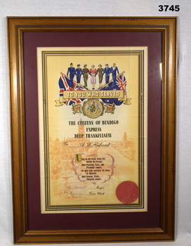 Certificate of service from city of Bendigo
