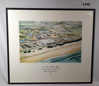 Coloured sketch of 2nd Advanced Ordnance Depot.