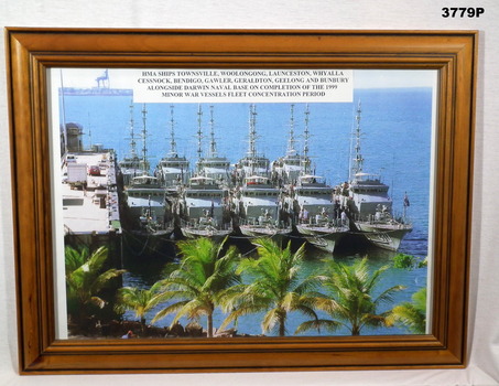 Phot, colour of several HMAS ships in dock.
