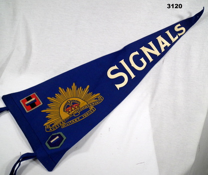 Blue pennant with colour patches and "Signals" on.