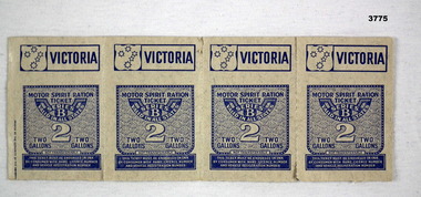 Victorian Petrol ration tickets Post WW2