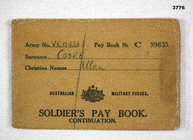 Soldiers pay book No 99635.