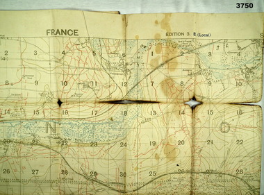 Trench map France, Trenches corrected to 1918.
