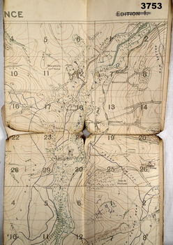 Trench map France, trenches corrected to 1918.