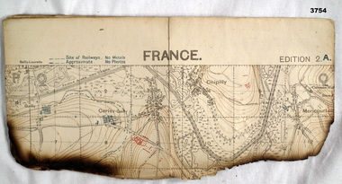 Trench map France, trenches corrected to 1918.
