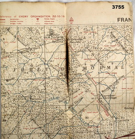 Trench map France, field survey 1918.