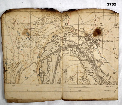 Trench map France, trenches corrected to 1918.