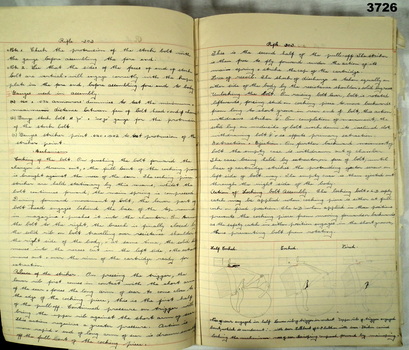 Handwritten notes in ruled book.