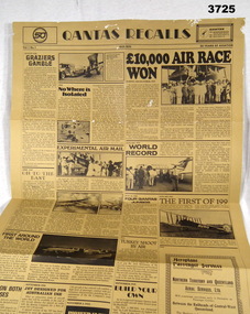 Newspaper "Qantas Recalls" from A T Manly.
