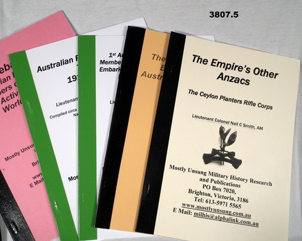 Booklets on various sections of Australian military.