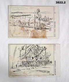 Two Japanese postcards from New Guinea.