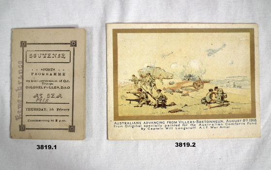 Two cards, one a ship souvenir other re Will Longstaff.
