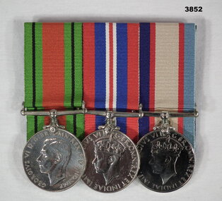 Three piece medal set court mounted WW2.